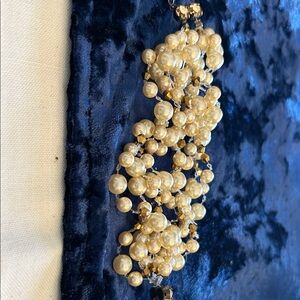 Cluster Pearl Statement Bracelet- Cream Beads